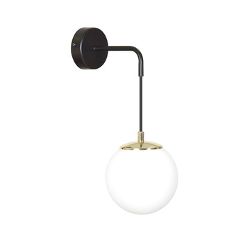 Kinkiet do sypialni klosz kula 40W E14 18cm czarny/mleczny 966/K1 OGNIS K1