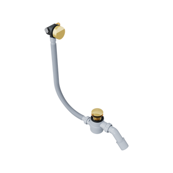 Hover syfon wannowy z napełnianiem czyszczony od góry, rozmiar do każdej wanny, złoty połysk