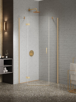 Kabina prysznicowa 80x80x200 – Złoty, szkło 6 mm (K-3800) | New Trendy