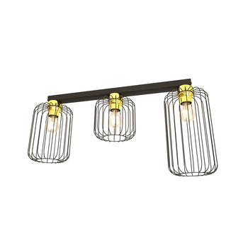Lampa sufitowa industrialana Barn 3xE27 czarna/złota Emibig 1366/3