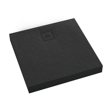 Brodzik akrylowy zintegrowany z nośnikiem Stabilsound Plus® oraz obudową akrylową przeciągniętą do podłogi NonLimits Black Stone 80x80x12 cm, kwadratowy | 3ST.N2K-8080/C/ST-M1/C/ST