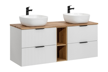 Zestaw meblowy 140cm z blatem i 2 umywalkami nablatowymi Smile Adel White – SET -ADW B 140 CM UN 6252 81-01 WOTAN