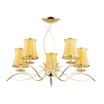 Elegancka złota lampa 5-punktowa MONZA ART 63173 z abażurami