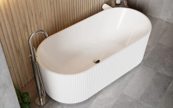 Wanna wolnostojąca Besco Wanna ryflowana wolnostojąca Giuliana 150x75 syfon chrom WAS-150-GL