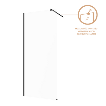 KABINA WALK-IN II 110X200CM TRANSP 8MM SHINY-GLASS CZARNY