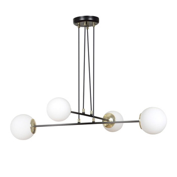 Lampa rustykalna regulowana czarna złote podklosze 4x40W 966/4 OGNIS 4