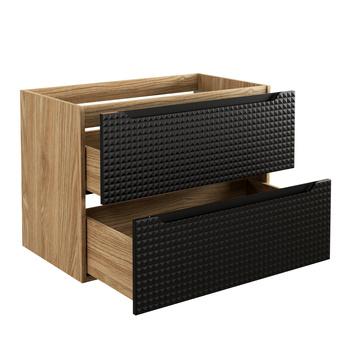 Szafka łazienkowa Comad 80cm 2 szuflady Czarny Mat, Dąb Olejowany – LUXOR BLACK 82-80-2S