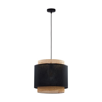 Lampa sufitowa wisząca z rattanowym abażurem E27 ZWIS BOHO BLACK 6542