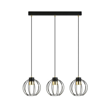 Rustykalna lampa wisząca CZARNA AJAX 1200/3