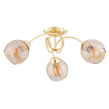 Złoty żyrandol 3-punktowy TEVI 62412 z kloszem