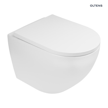 Zestaw Oltens Hamnes Stille miska WC wisząca PureRim z deską wolnoopadającą biały 42023000