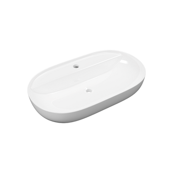 Jima umywalka nablatowa 71x41 cm owalna z otworem na baterię, biały połysk