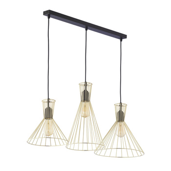 Lampa sufitowa wisząca z metalowymi elemenatmi 3xE27 czarny/złoty SAHARA 3352 TK Lighting