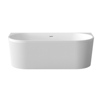 Invena Wolnostojąca wanna przyścienna ryflowana Glamour 170 cm, w komplecie z syfonem i korkiem/odpływem w kolorze białym – wanna wolnostojąca AN-02-12U-M