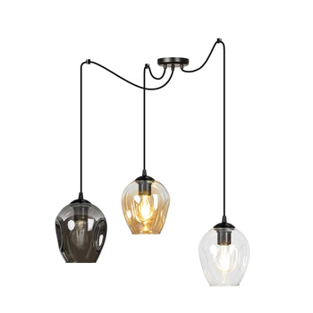3 kolorowa lampa wisząca 3x60W grafit/miodowy/transparentny 759/3 LEVEL 3
