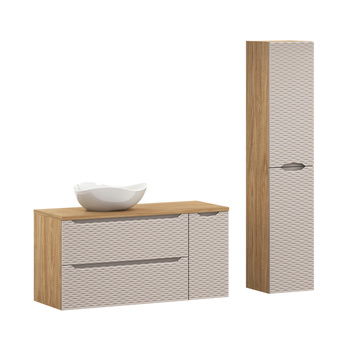 Zestaw meblowy 120cm z blatem, umywalką nablatową Cloud i szafką wysoka Ocean Beige – set-ocb b 120cm s un cloud hc2d