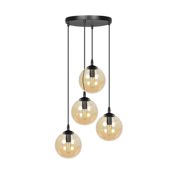 Czarna lampa wisząca miodowe klosze gwint E14 4x40W 713/4PREM COSMO 4 PREMIUM