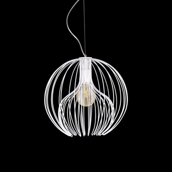 Lampa wisząca z dekoracyjnym, drucianym kloszem K-3405 BIAŁY z serii TORI