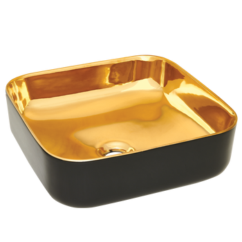 UMYWALKA NABLAT MALAGA INVENA TREND 39 CM, KWADRAT CZARNO ZŁOTA POŁYSK