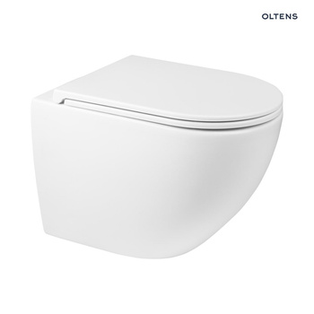 Zestaw Oltens Hamnes miska WC wisząca PureRim z deską wolnoopadającą Ovan Slim biały 42018000