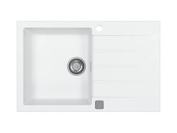 Zlewozmywak CADIT 20 BIAŁY 790x500 Granital 1 komorowy z syfonem POP-UP 1132022