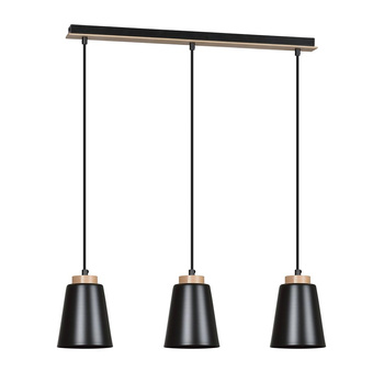 Lampa potrójna drewno czarny 60W E27 66cm 442/3 BOLERO 3