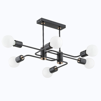 Żyrandol 6-punktowy SEBA 62185 spirale CZERŃ I ZŁOTO