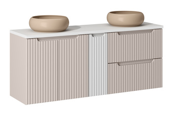 Zestaw meblowy 140cm z blatem i 2 umywalkami nablatowymi Wiki Nova Cashmere – set-noc b white 140cm d/s un wiki c