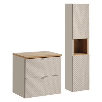 Zestaw meblowy 60cm z blatem i Szafką wysoką Viva Cashmere – SET-VIC B OAK 60CM S HC