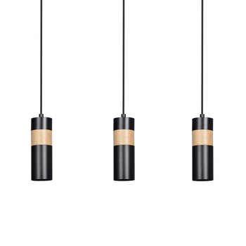 Lampa wisząca z drewnianym zdobieniem klosz 3x30W GU10 60cm 732/3 AKARI 3