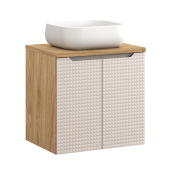 Zestaw meblowy 60cm z blatem i umywalką nablatową Nika Luxor Beige – set-lxb b 60cm d un nika wh