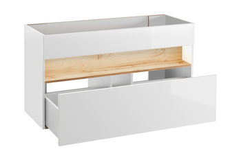 Comad szafka pod umywalkę 120cm 1 szuflada Dąb Wotan, Biały – BAHAMA WHITE 854 FSC