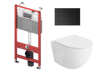 Zestaw WC TECE TECEbase 1120 mm + TECEnow czarny mat + miska Sinto 3.0, stelaż podtynkowy 3/6 L -9400407