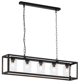 MACARI żyrandol lakierowany czarny 5-punktowy klosz 1806