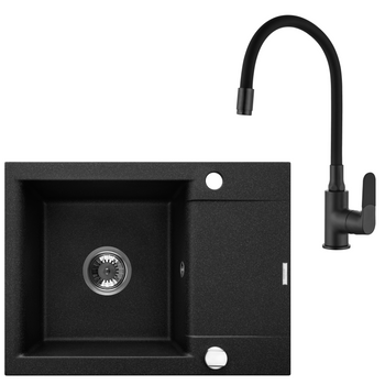 ZLEWOZ GRANIT 1K TESALIA W ZES Z CZARNĄ BZ JOGA PLUS SYF CHR Z KRÓT OC