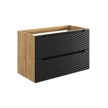 Szafka łazienkowa Comad 90cm 2 Szuflady Czarny Mat, Dąb Olejowany – OCEAN BLACK 82-90-2S