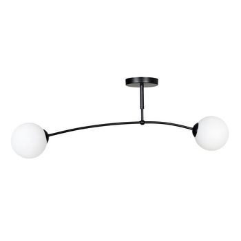 Plafon lampa sufitowa z dwoma białymi kloszami 40W E14 czarny 670/2 PREGOS 2