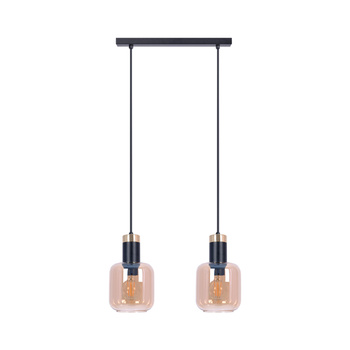 Czarno-złota lampa wisząca z dwoma kloszami K-5266 z serii DOKA