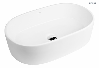Oltens Lom umywalka 55x34 cm nablatowa owalna z powłoką SmartClean biała 40811000