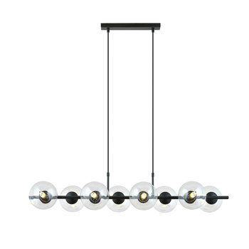 Lampa wisząca czarna/klosze transparentne nowoczesne molekuły 8-punktowa RORY 1206/8