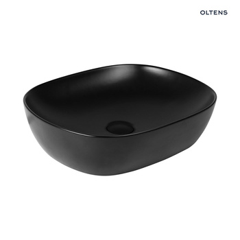 Oltens Hamnes umywalka 49x39,5 cm nablatowa owalna z powłoką SmartClean czarny mat 40800300
