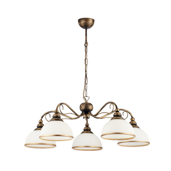 XSARA duży żyrandol klosz 5-ramienny ręcznie patynowany brązowy 1177