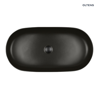 Oltens Hamnes Thin umywalka 80x40 cm nablatowa owalna z powłoką SmartClean czarny mat 40821300