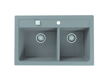 Zlewozmywak ATROX 50 79 x 50 cm szary + syfon POP-UP 3 1/2 1132001
