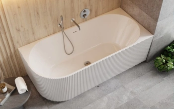 Wanna wolnostojąca Besco ryflowana Denaya 170x80 prawa syfon chrom WAS-170-DPC