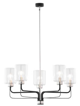 CERES nowoczesny żyrandol czarny niklowany 5-ramienny klosz 1884