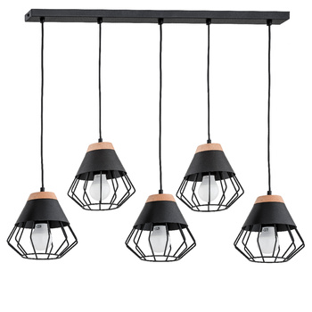 Lampa wisząca loft industrialna czarna Fawn 5xE27 listwa