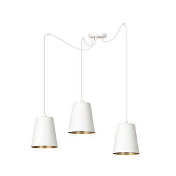 Lampa wisząca biała oprawa kubek potrójna 3x60W E27 80cm 456/3 LINK 3