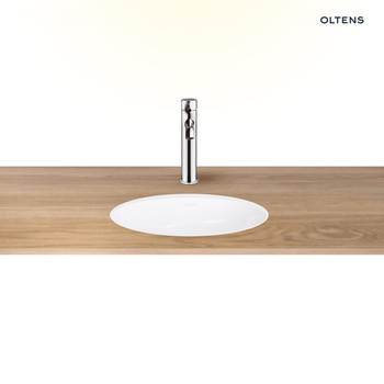 Oltens Mana umywalka 46x38 cm podblatowa owalna z powłoką SmartClean biała 40600000