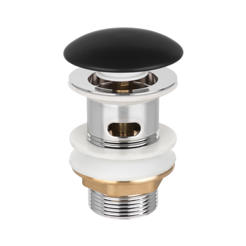 KOREK CLICK-CLACK, CERAMICZNY, Z PRZELEWEM, DUŻY GRZYBEK CZARNY PÓŁMAT